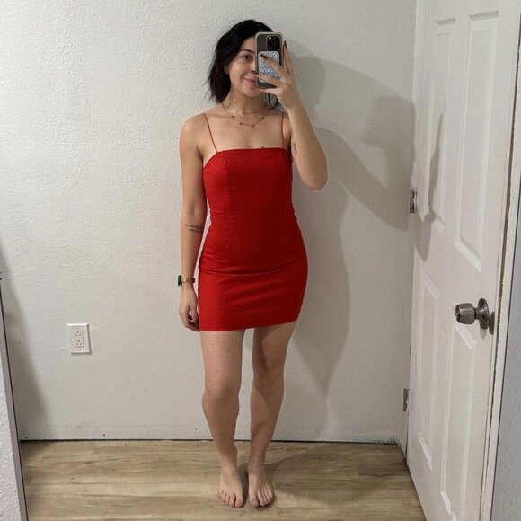 Womens Urban Outfitters Strappy Dress Red Mini Size 4 - Picture 1 of 8